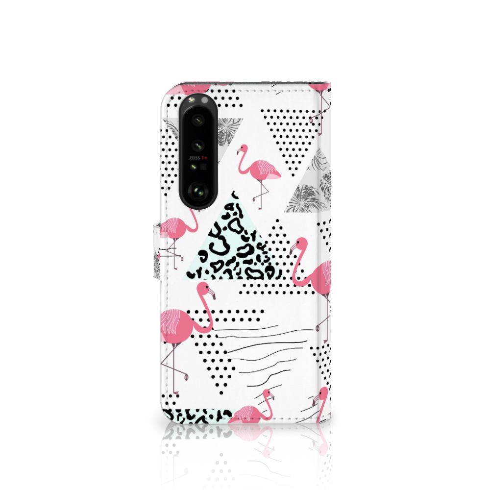 Sony Xperia 1 III Telefoonhoesje met Pasjes Flamingo Triangle