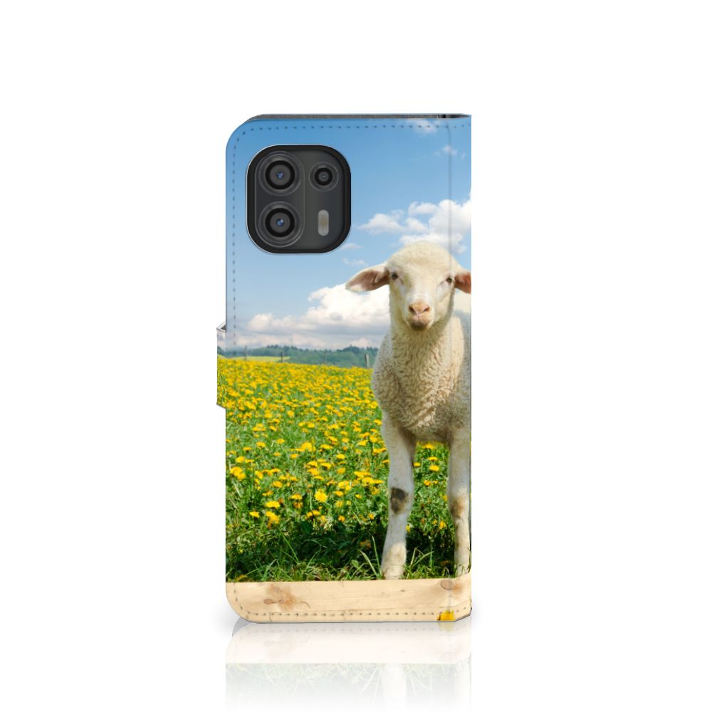 Motorola Edge 20 Lite Telefoonhoesje met Pasjes Schaap en Lammetje