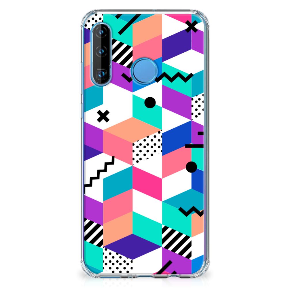 Huawei P30 Lite Shockproof Case Blokken Kleurrijk