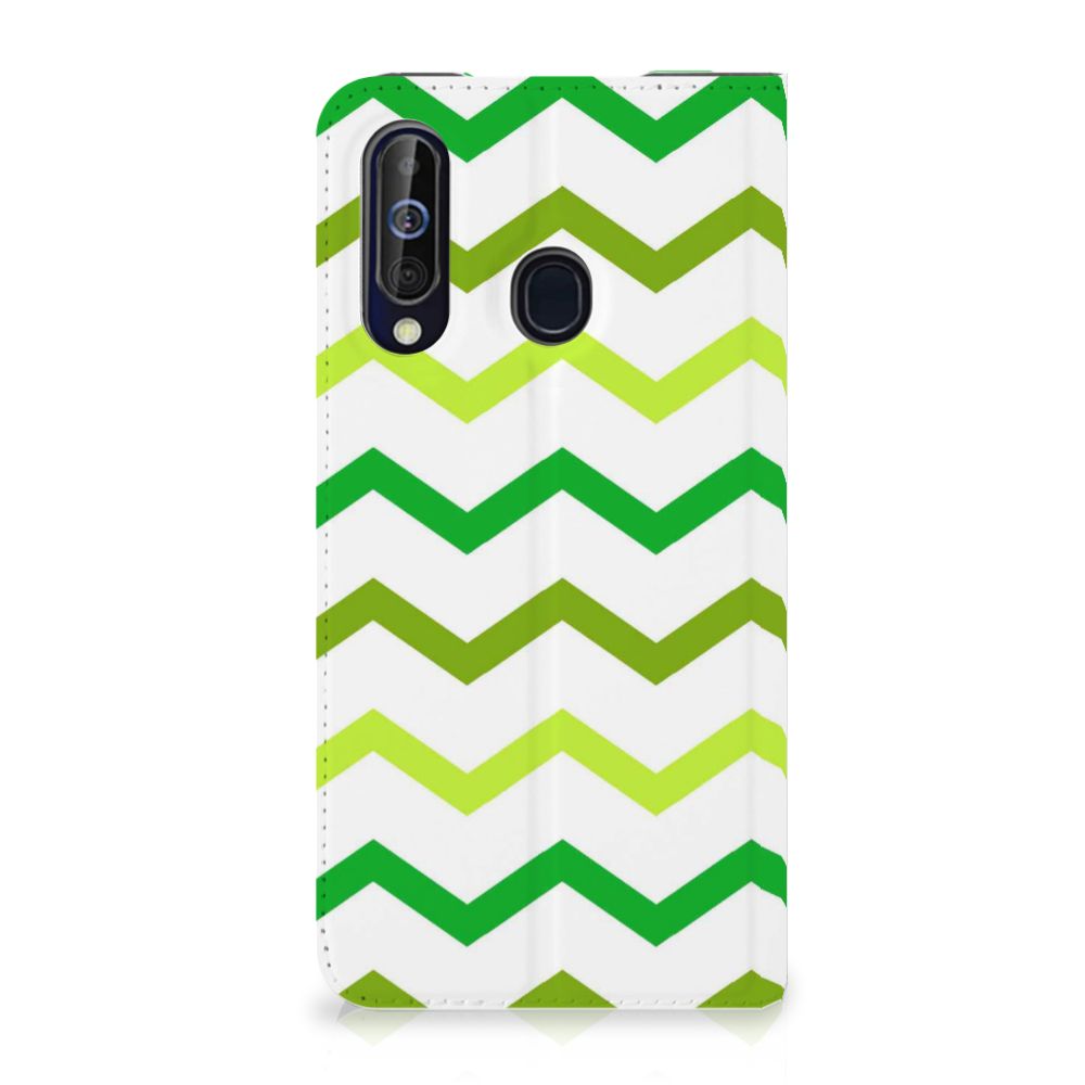 Samsung Galaxy A60 Hoesje met Magneet Zigzag Groen