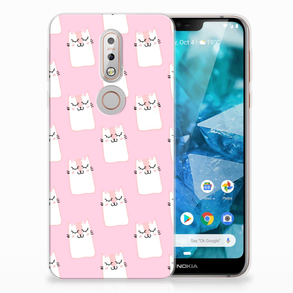 Nokia 7.1 TPU Hoesje Sleeping Cats