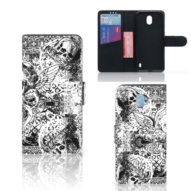 Telefoonhoesje met Naam Nokia 1 Plus Skulls Angel