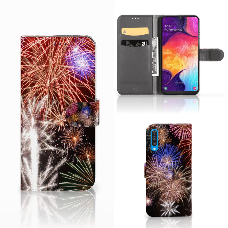 Samsung Galaxy A50 Wallet Case met Pasjes Vuurwerk