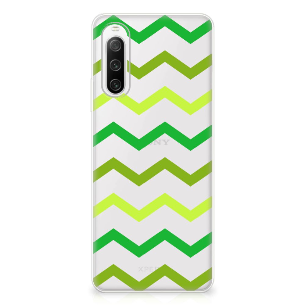 Sony Xperia 10 IV TPU bumper Zigzag Groen