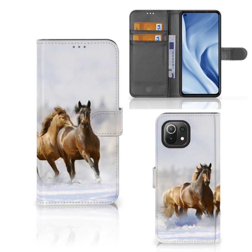 Xiaomi 11 Lite 5G NE | Mi 11 Lite Telefoonhoesje met Pasjes Paarden