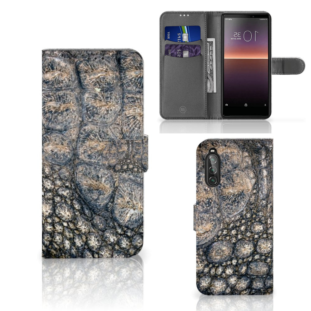 Sony Xperia 10 II Telefoonhoesje met Pasjes Krokodillenprint