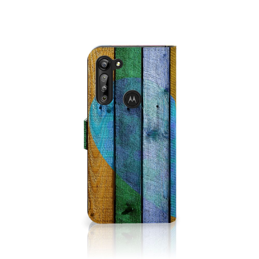 Motorola G8 Power Book Style Case Wood Heart - Cadeau voor je Vriend