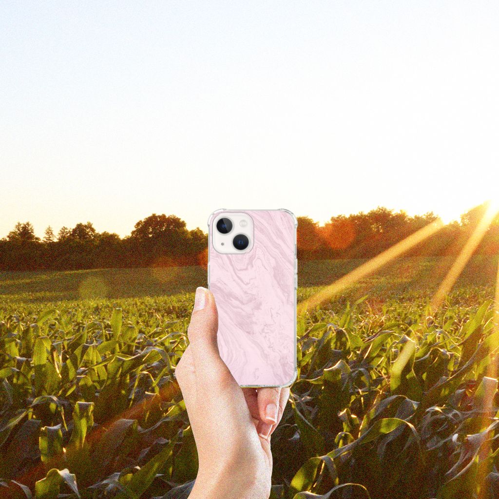 iPhone 13 mini Anti-Shock Hoesje Marble Pink - Origineel Cadeau Vriendin - B2C Telecom
