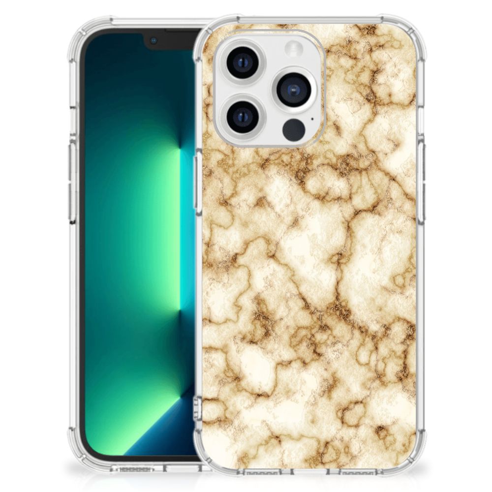 iPhone 13 Pro Max Anti-Shock Hoesje Marmer Goud - B2C Telecom
