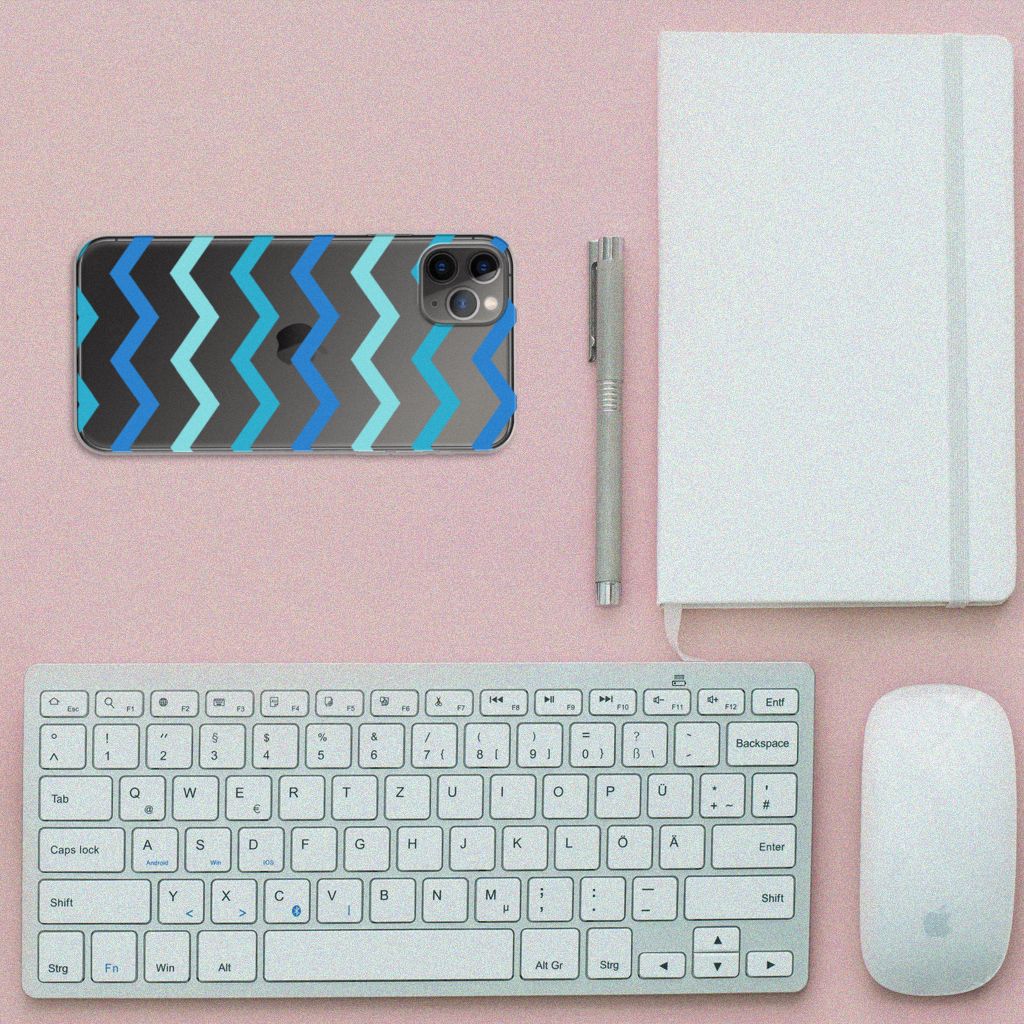 Apple iPhone 11 Pro Max TPU bumper Zigzag Blauw