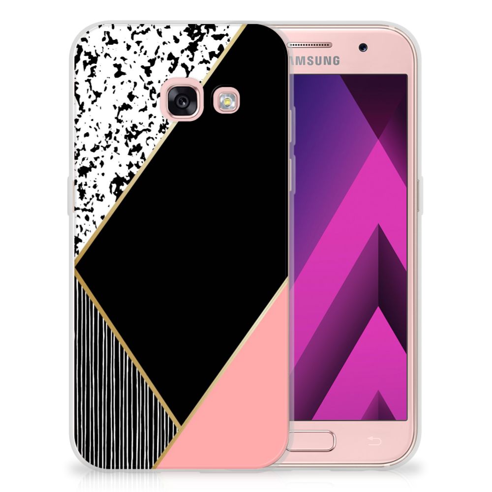 Samsung Galaxy A3 2017 TPU Hoesje Zwart Roze Vormen