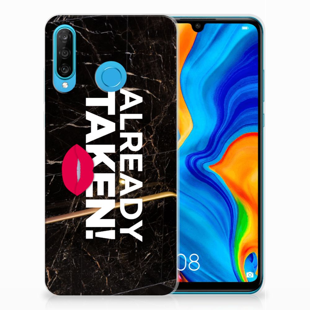 Huawei P30 Lite Siliconen hoesje met naam Already Taken Black