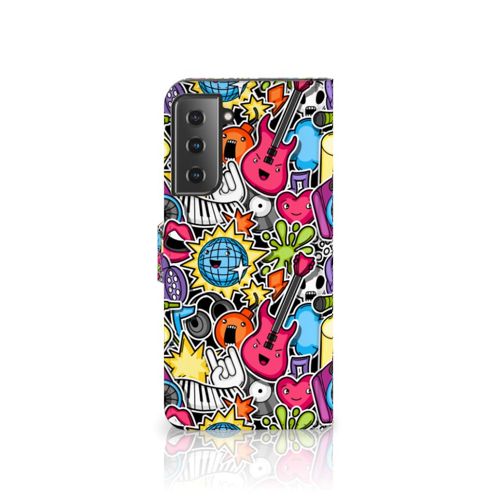 Samsung Galaxy S21 Plus Wallet Case met Pasjes Punk Rock