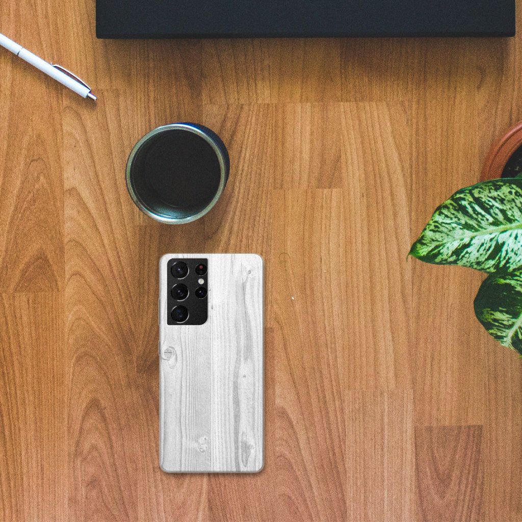 Samsung Galaxy S21 Ultra Bumper Hoesje White Wood B2C Telecom