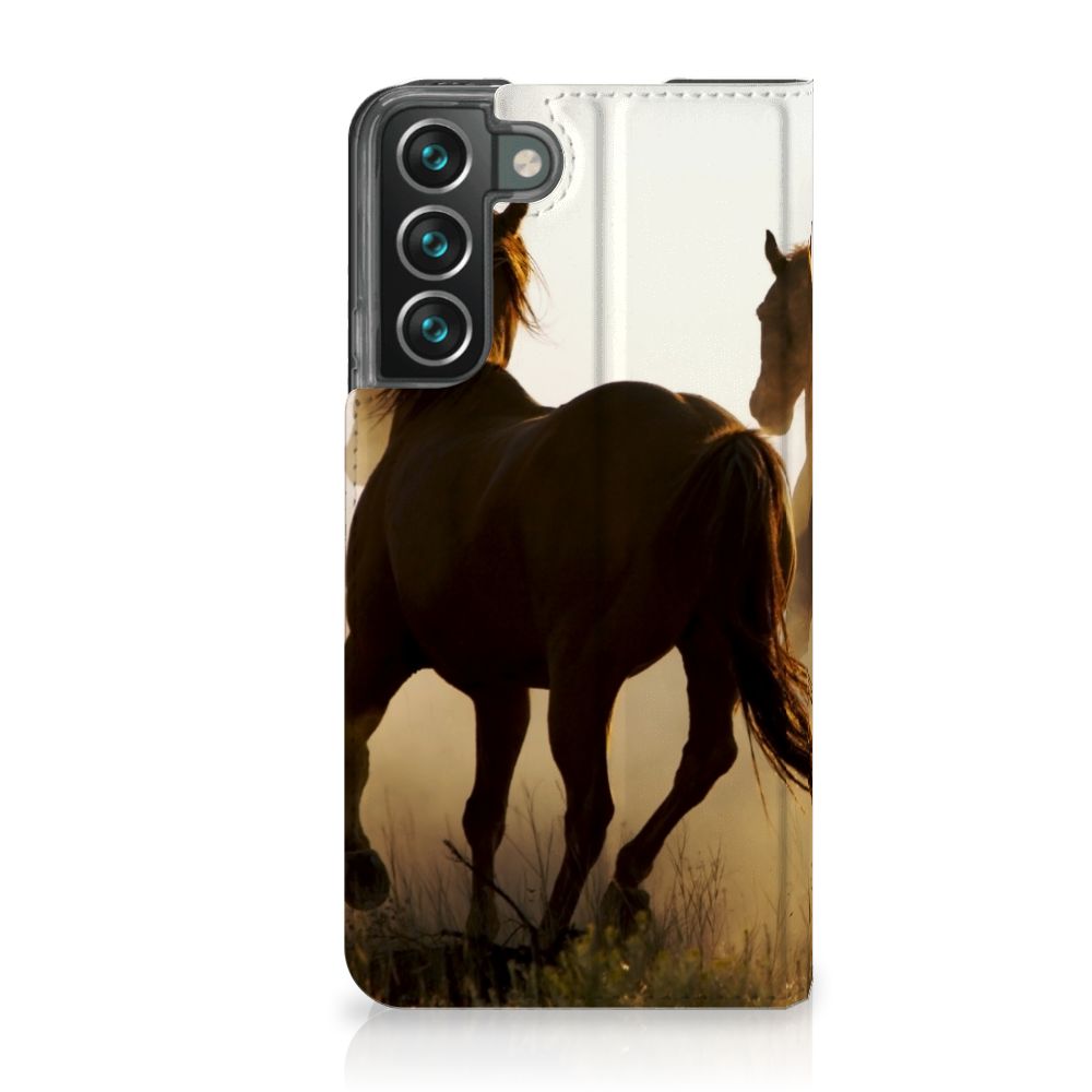 Samsung Galaxy S22 Plus Hoesje maken Design Cowboy met paardenprint in silhouet