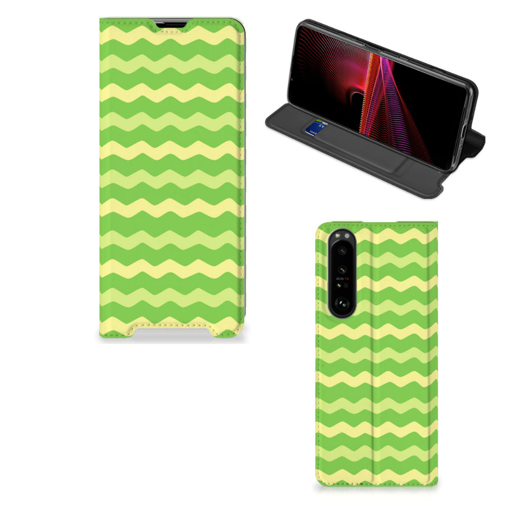 Sony Xperia 1 III Hoesje met Magneet Waves Green