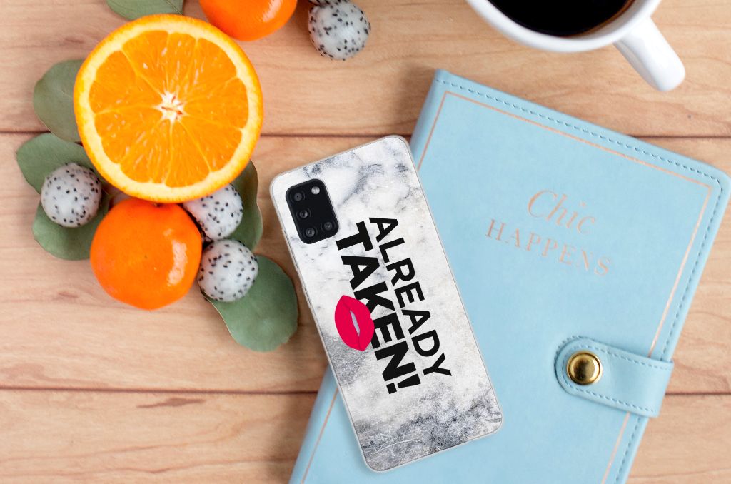 Samsung Galaxy A31 Siliconen hoesje met naam Already Taken White B2C Telecom
