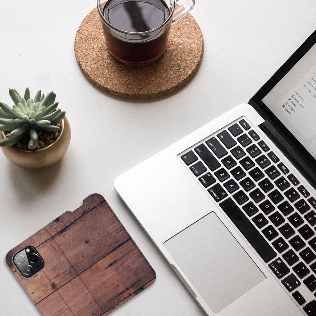 iPhone 14 Pro Book Wallet Case Old Wood - B2C Telecom