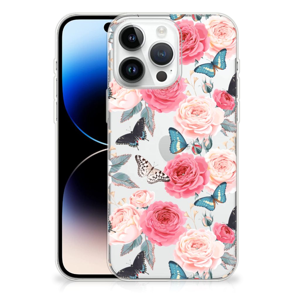 iPhone 14 Pro Max TPU Case Butterfly Roses