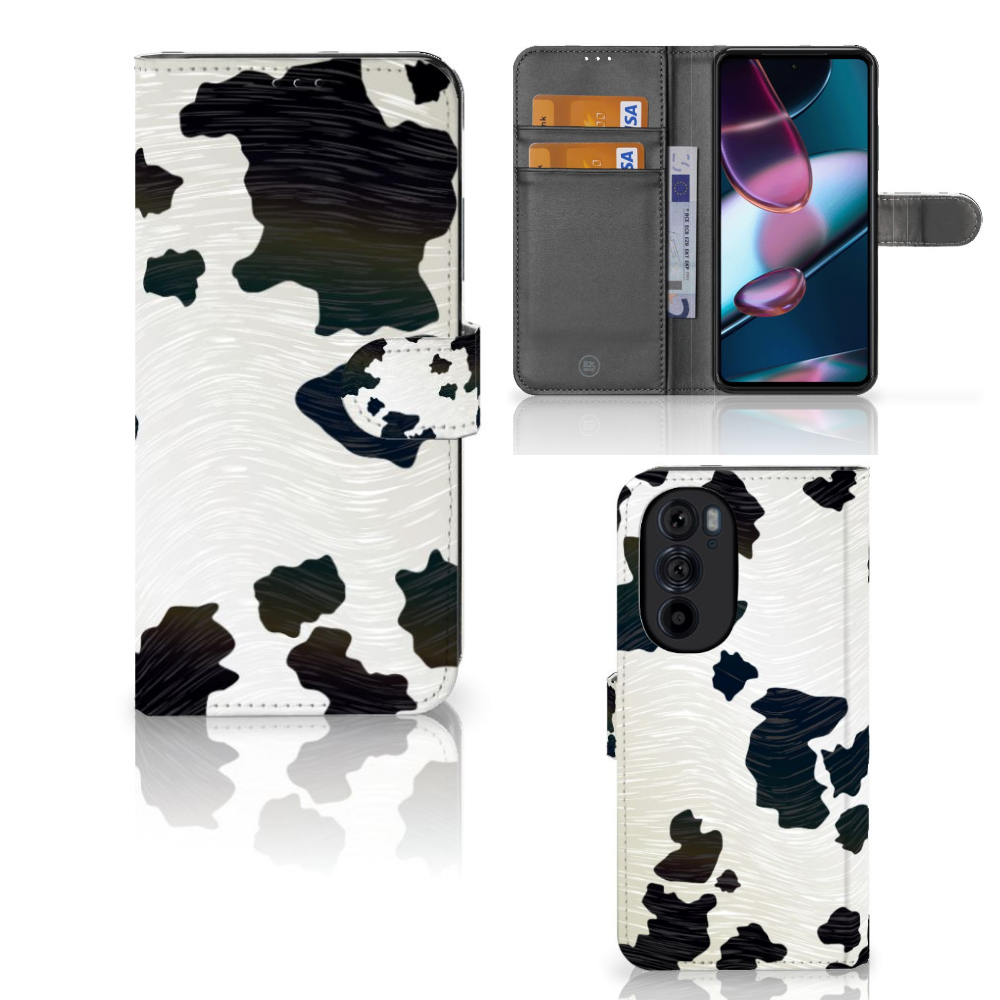 Motorola Edge 30 Pro Telefoonhoesje met Pasjes Koeienvlekken