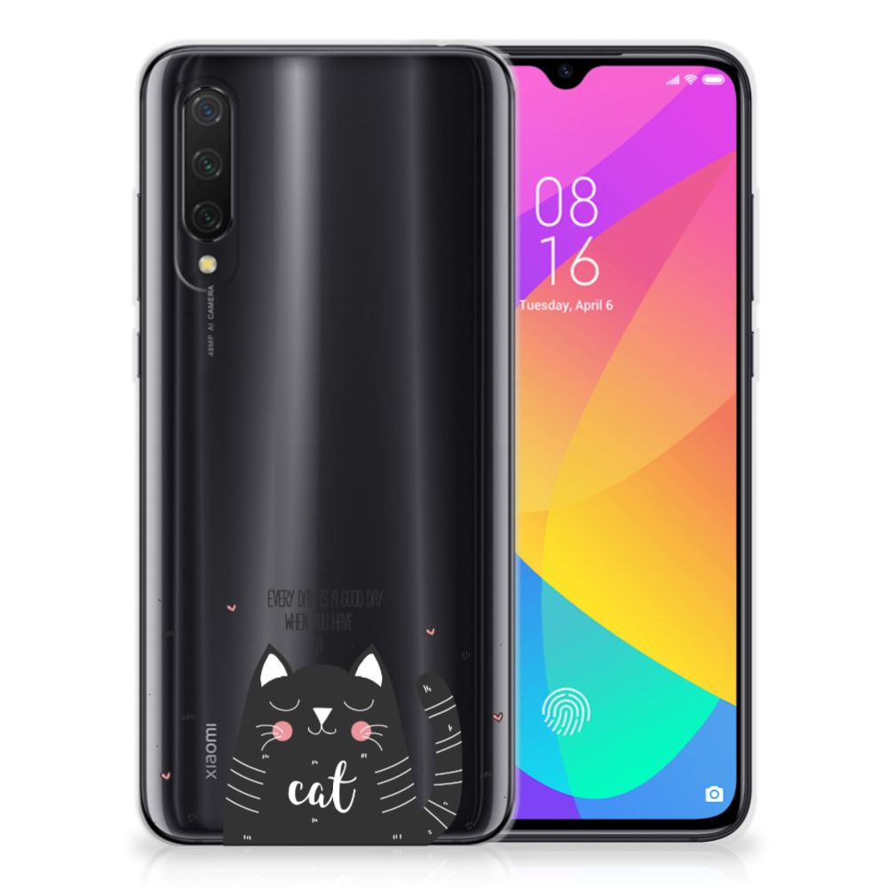 Xiaomi Mi 9 Lite Telefoonhoesje met Naam Cat Good Day