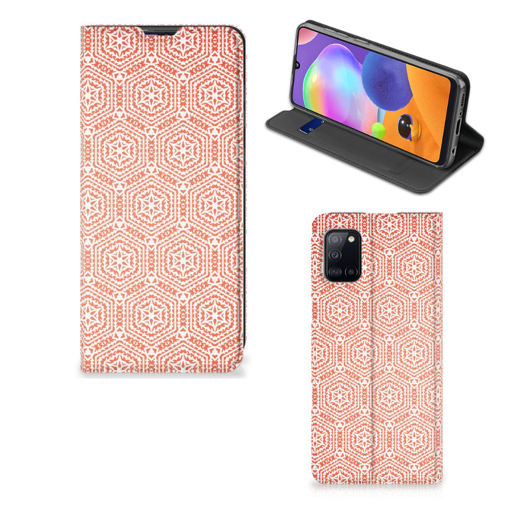 Samsung Galaxy A31 Hoesje met Magneet Pattern Orange