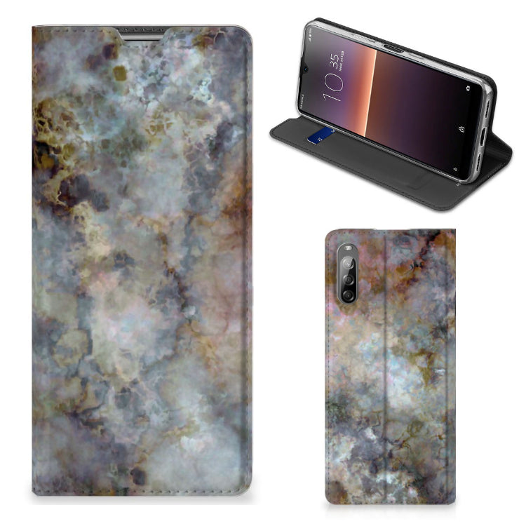 Sony Xperia L4 Standcase Marmer Grijs