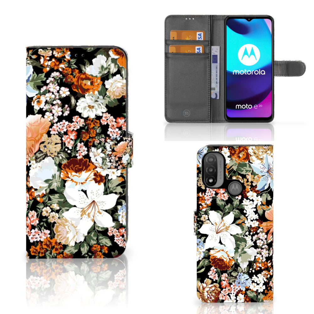 Hoesje voor Motorola Moto E20 | E30 | E40 Dark Flowers