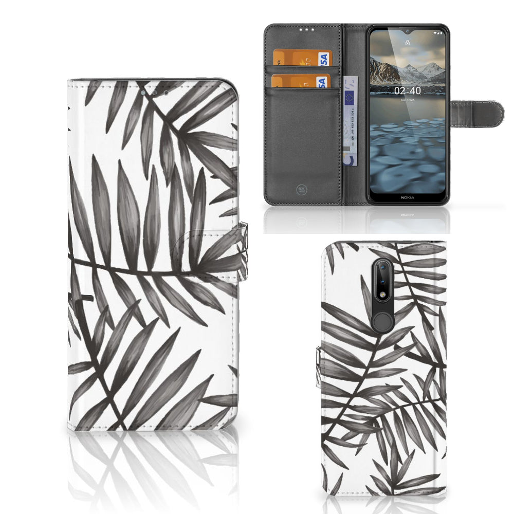 Nokia 2.4 Hoesje Leaves Grey