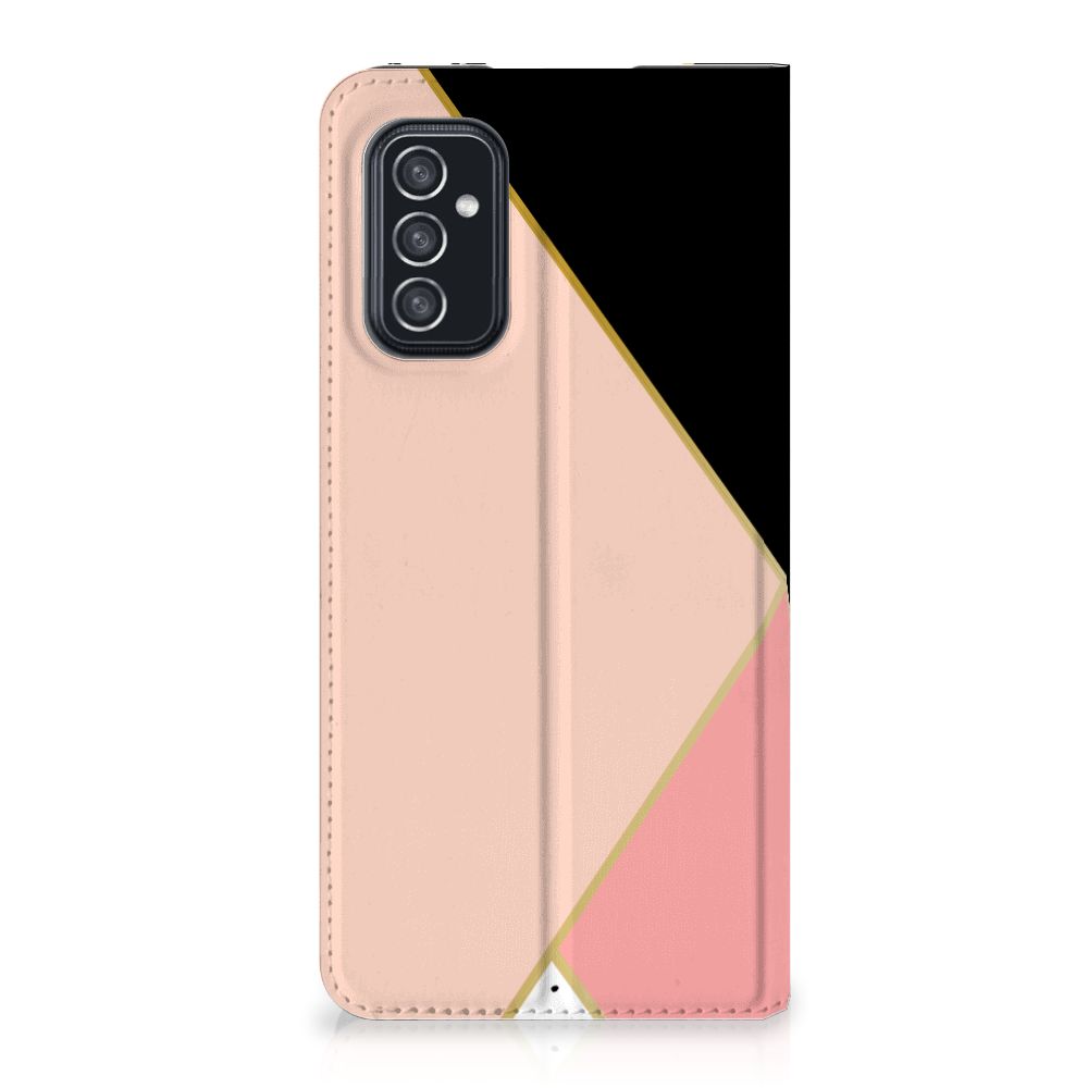 Samsung Galaxy M52 Stand Case Zwart Roze Vormen - B2C Telecom
