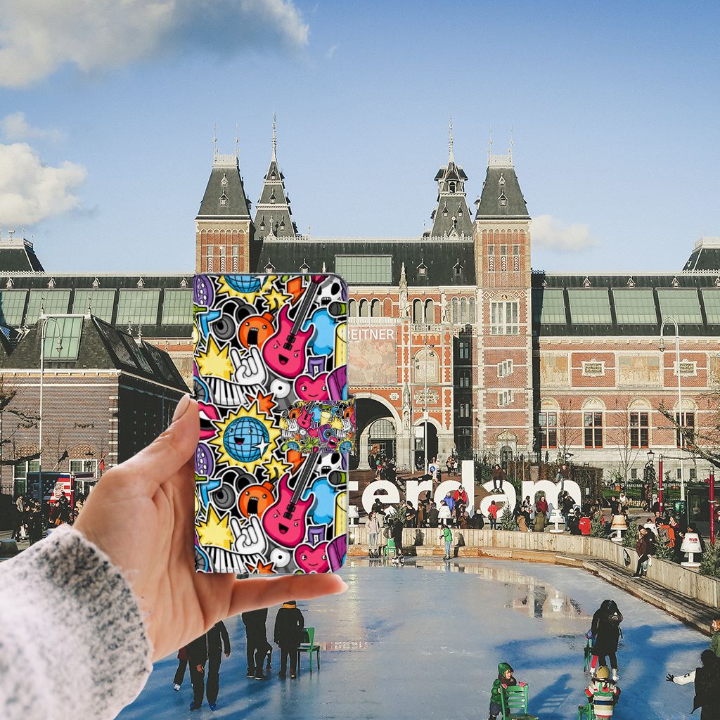 Huawei P10 Lite Wallet Case met Pasjes Punk Rock