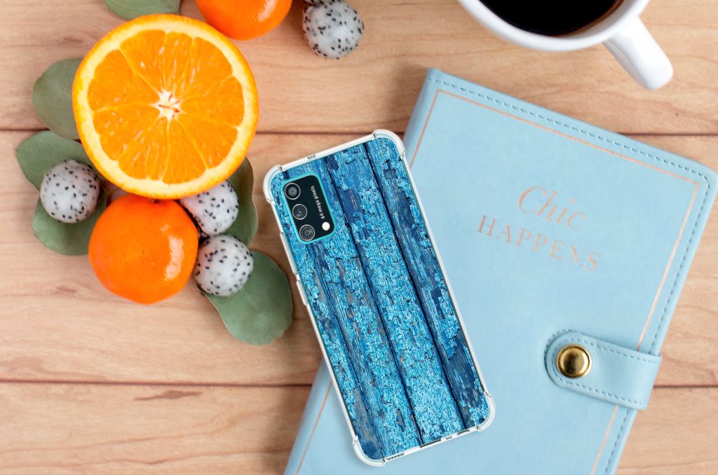 Samsung Galaxy M02s | A02s Stevig Telefoonhoesje Wood Blue B2C Telecom