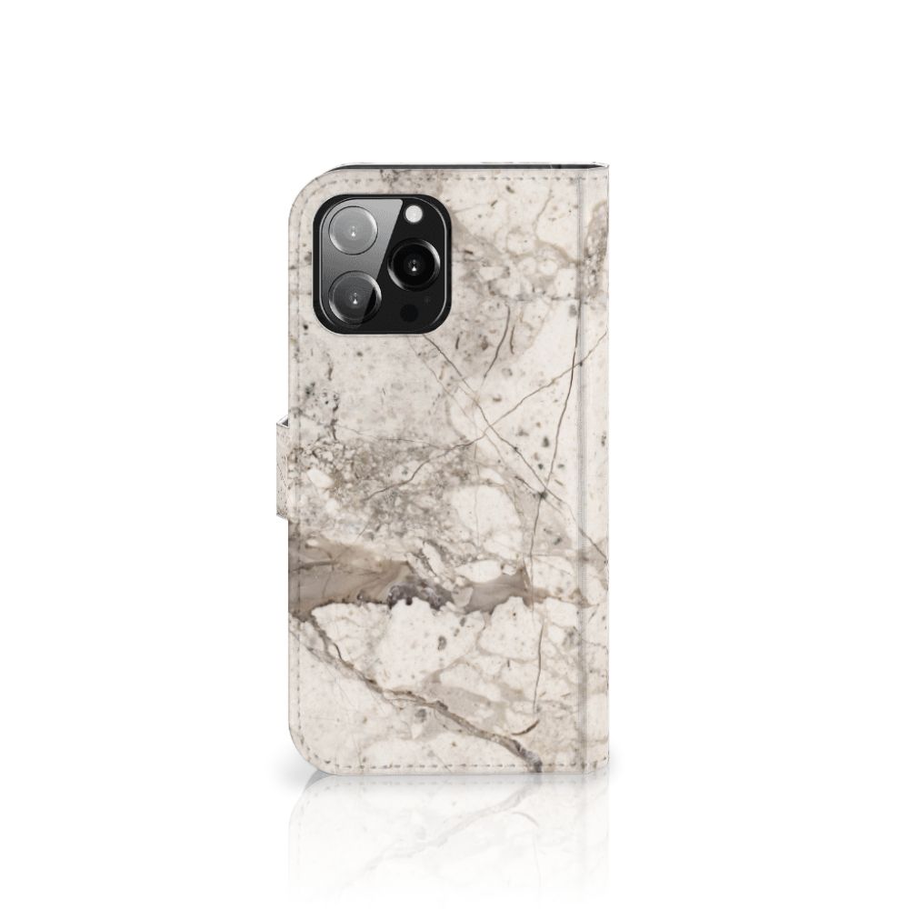 iPhone 13 Pro Max Bookcase Marmer Beige