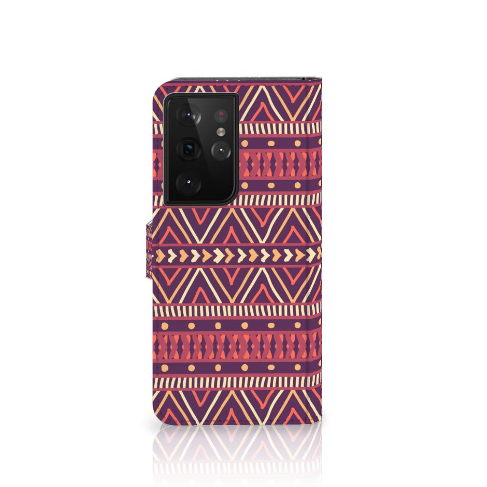 Samsung Galaxy S21 Ultra Telefoon Hoesje Aztec Paars