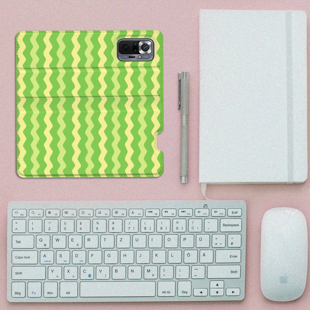 Xiaomi Redmi Note 10 Pro Hoesje met Magneet Waves Green - B2C Telecom