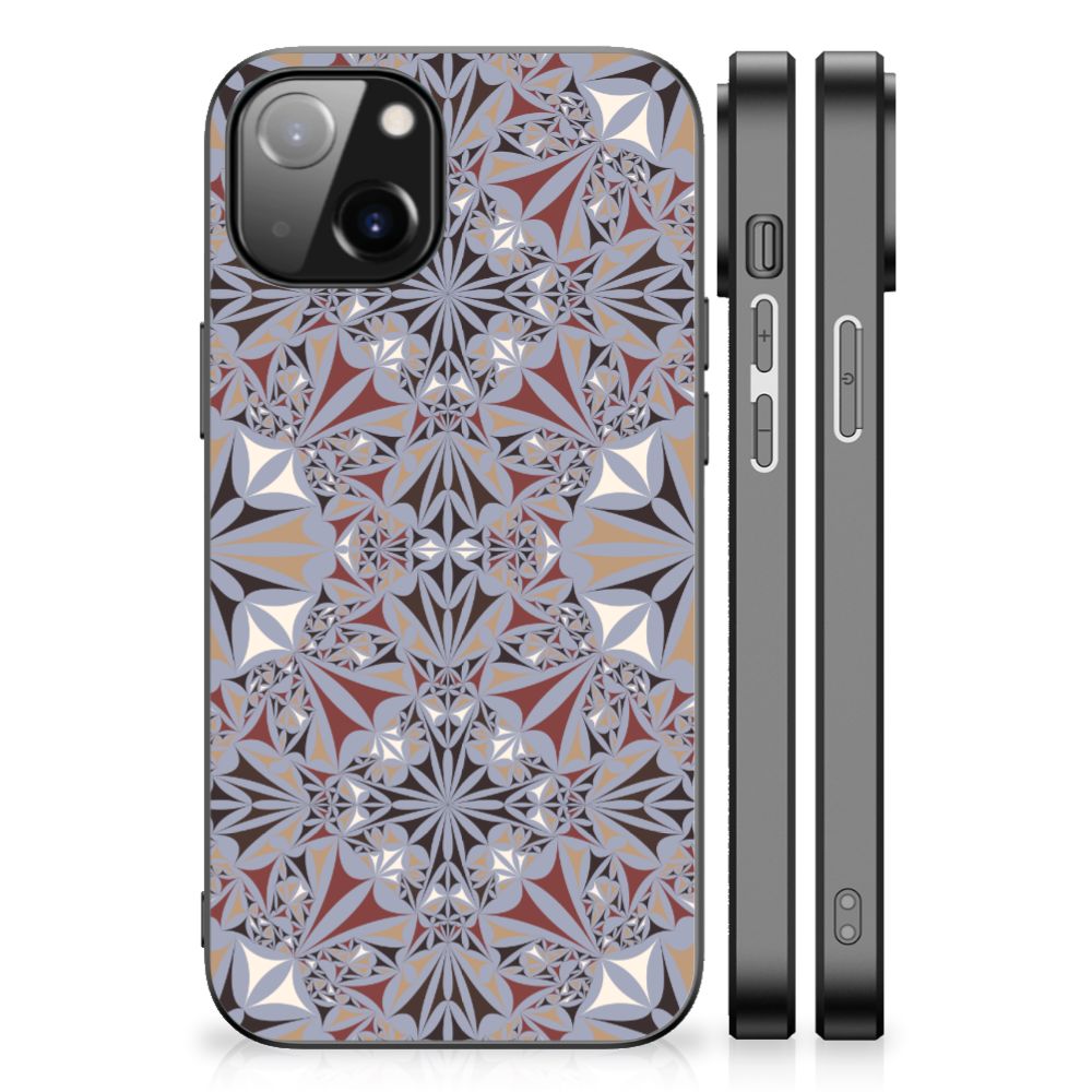 Apple iPhone 13/14 Marmeren Print Telefoonhoesje Flower Tiles
