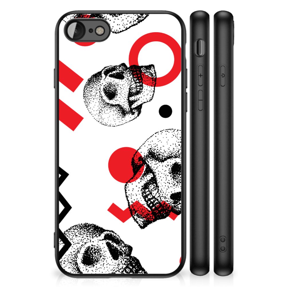 Telefoonhoesje iPhone SE 2022 | SE 2020 | 7/8 Skull Red met opvallend skull design en beschermende TPU materiaal.