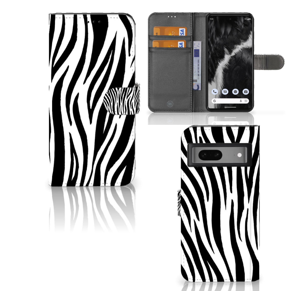 Google Pixel 7 Telefoonhoesje met Pasjes Zebra