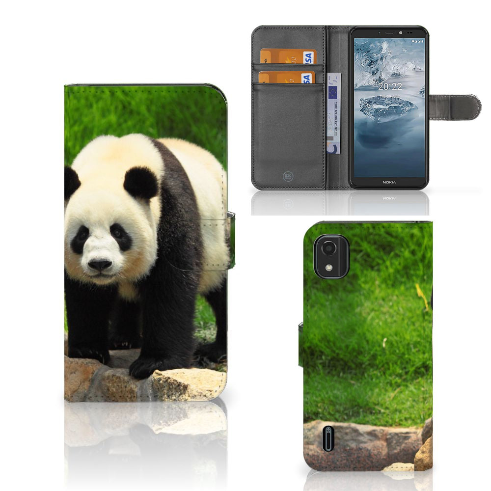 Nokia C2 2nd Edition Telefoonhoesje met Pasjes Panda