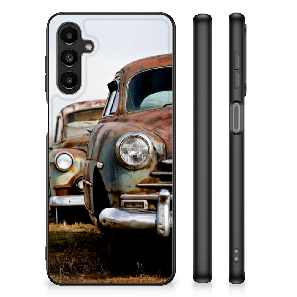Samsung Galaxy A14 5G Silicone Back Case Vintage Auto design with vintage cars in the background