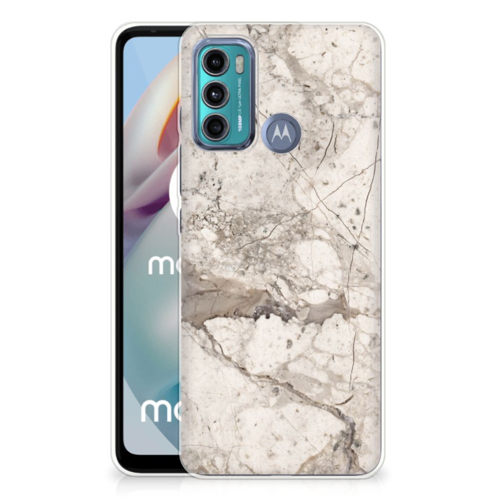 Motorola Moto G60 TPU Siliconen Hoesje Marmer Beige B2C Telecom