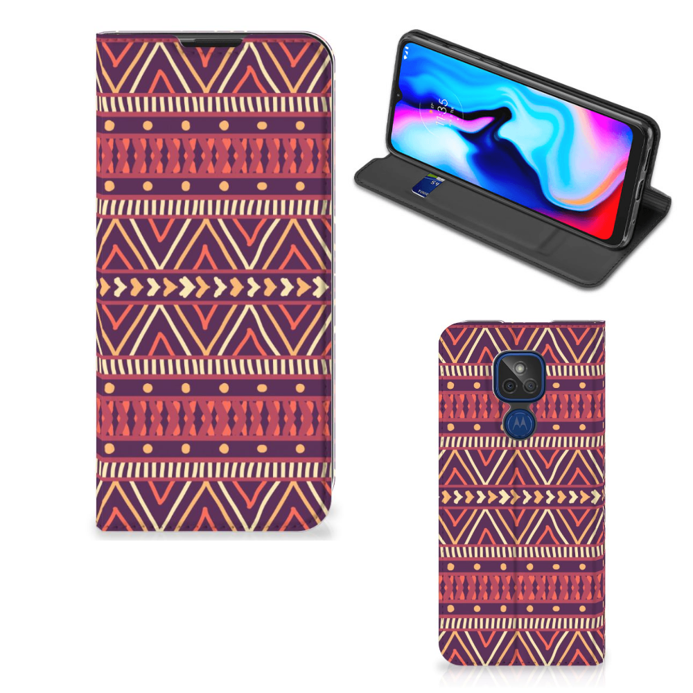 Motorola Moto G9 Play Hoesje met Magneet Aztec Paars - B2C Telecom