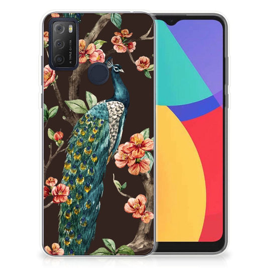 Alcatel 1S (2021) TPU Hoesje Pauw met Bloemen