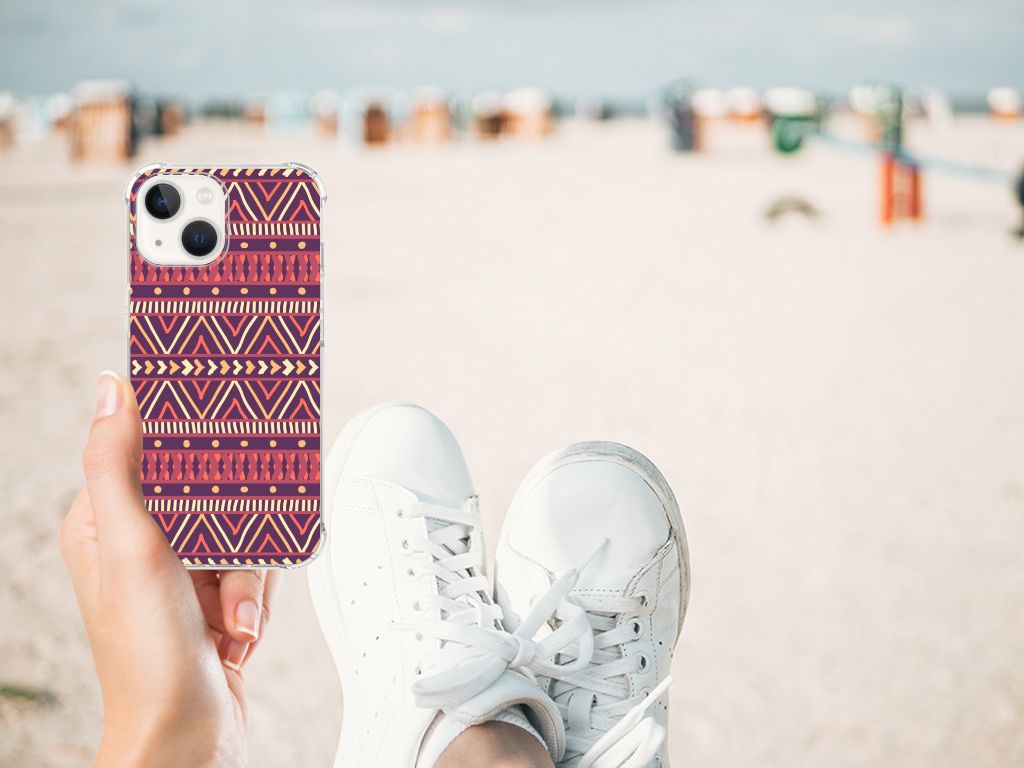 iPhone 13 Doorzichtige Silicone Hoesje Aztec Paars B2C Telecom