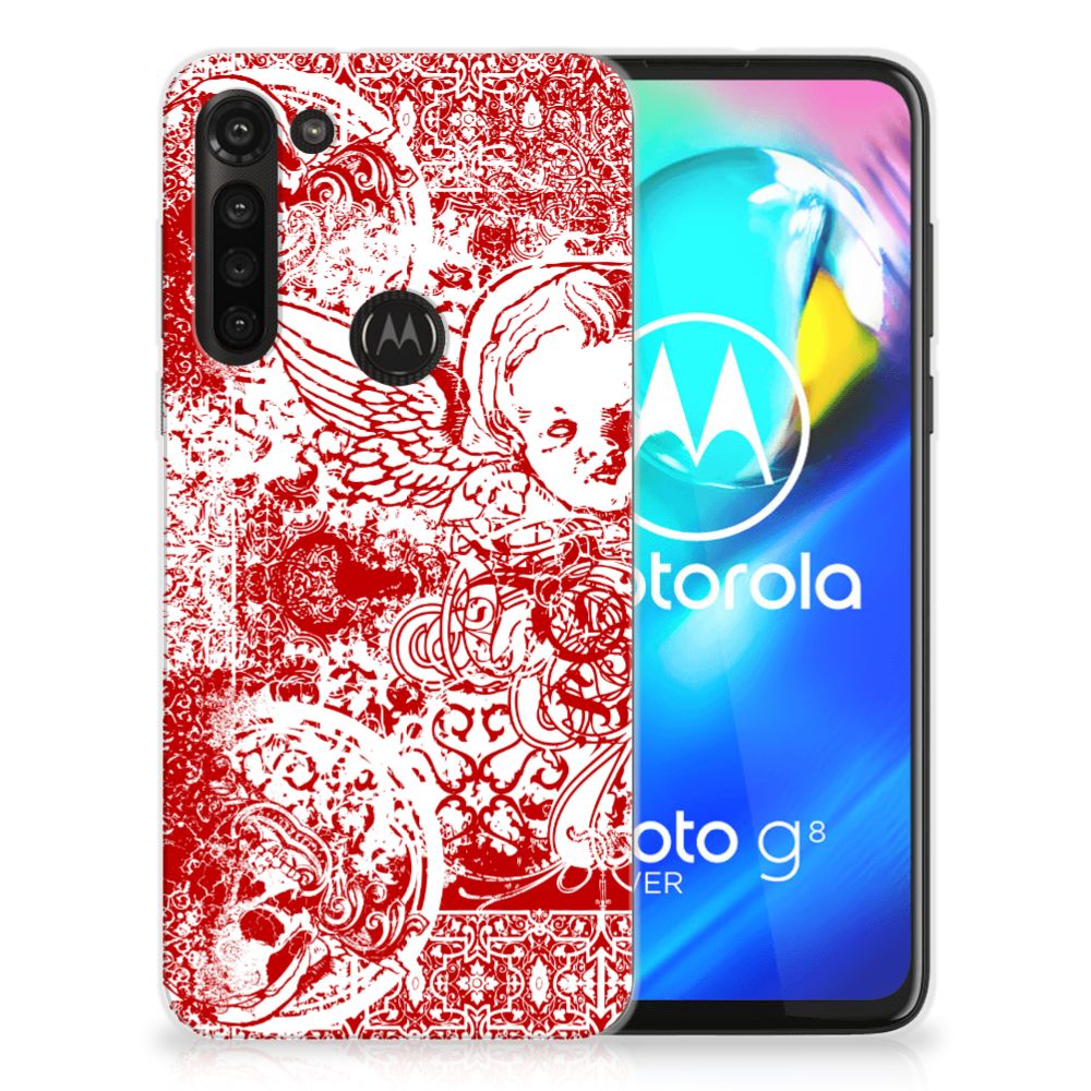 Silicone Back Case Motorola Moto G8 Power Angel Skull Rood B2C Telecom
