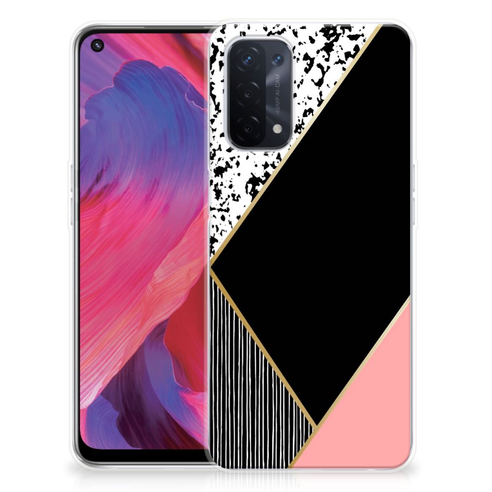 OPPO A93 5G TPU Hoesje Zwart Roze Vormen