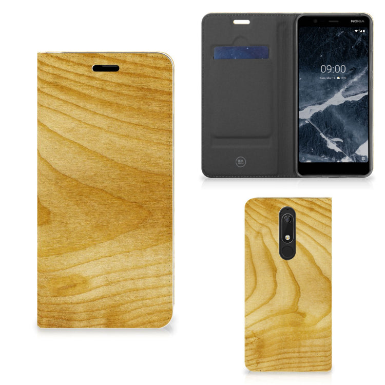 Nokia 5.1 (2018) Book Wallet Case Licht Hout