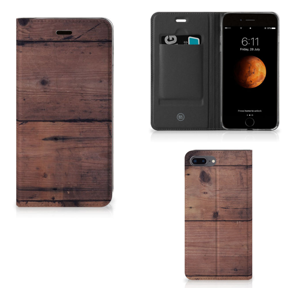 Apple iPhone 7 Plus | 8 Plus Book Wallet Case Old Wood