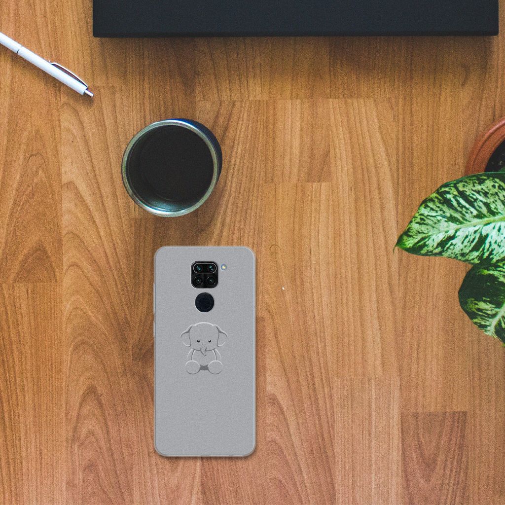 Xiaomi Redmi Note9 Telefoonhoesje met Naam Grijs Baby Olifant B2C Telecom