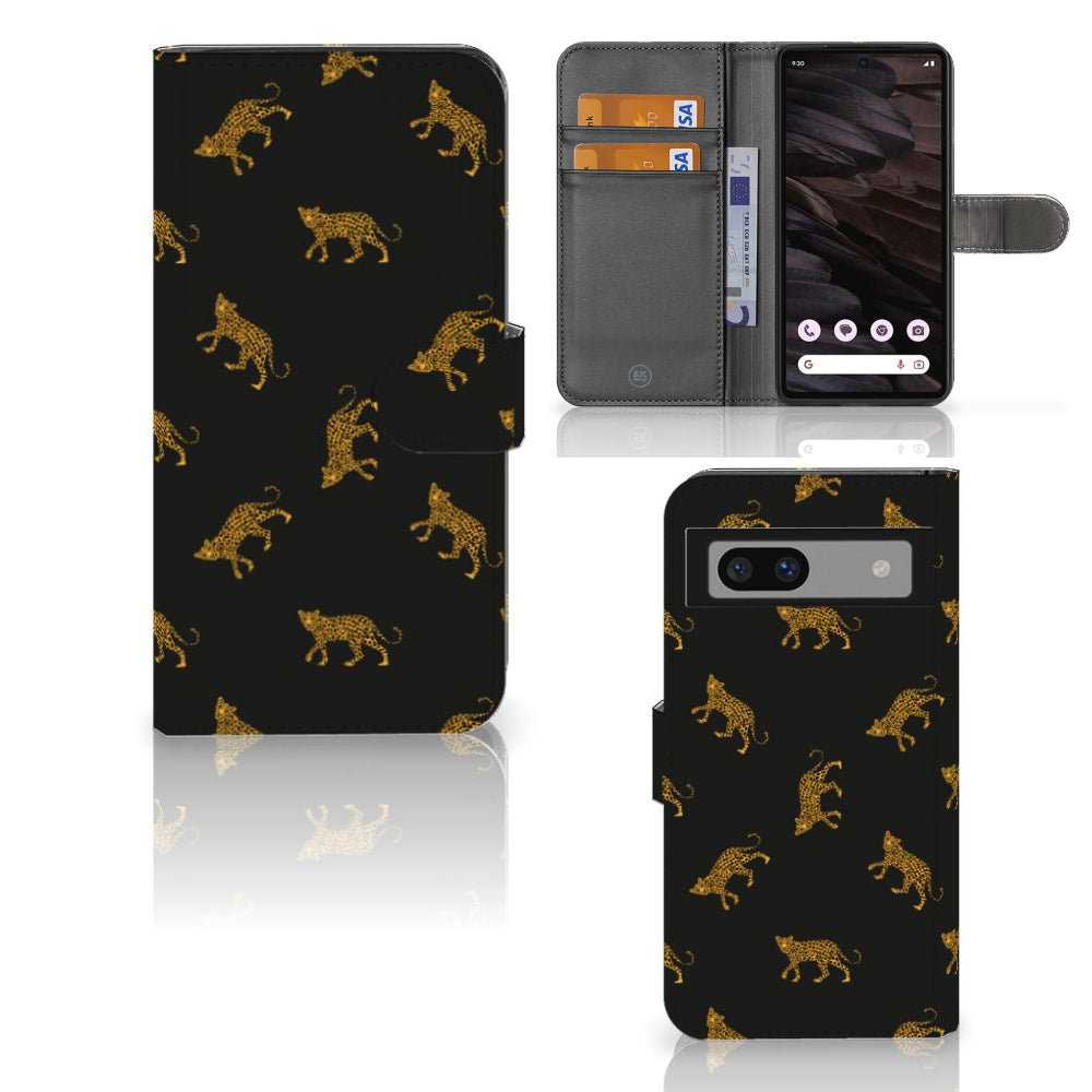 Telefoonhoesje met Pasjes voor Google Pixel 7A Leopards